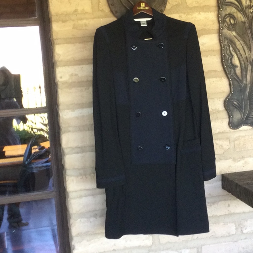 DianeVonFurstenberg…menswear navy/black paneled..double breasted P-coat…